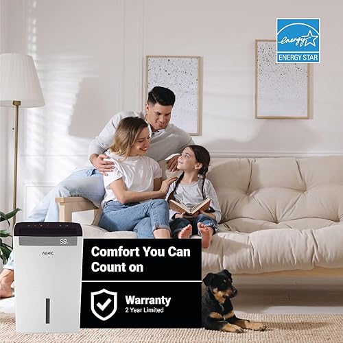 Miniatura 9 de Aeric Deshumidificador portátil de 50 pintas para el hogar, absorbente de humedad para sótano, garaje, sala de estar y habitaciones extra grandes de