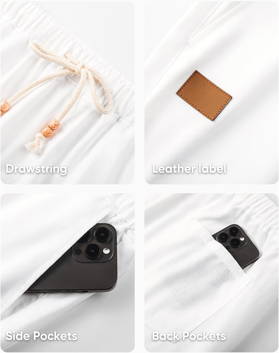 JMIERR Mens Linen Shorts Casual 5"/ 7" Cotton Elastic Waist Drawstring Summer Vacation Beach Shorts with Pockets - Image 7