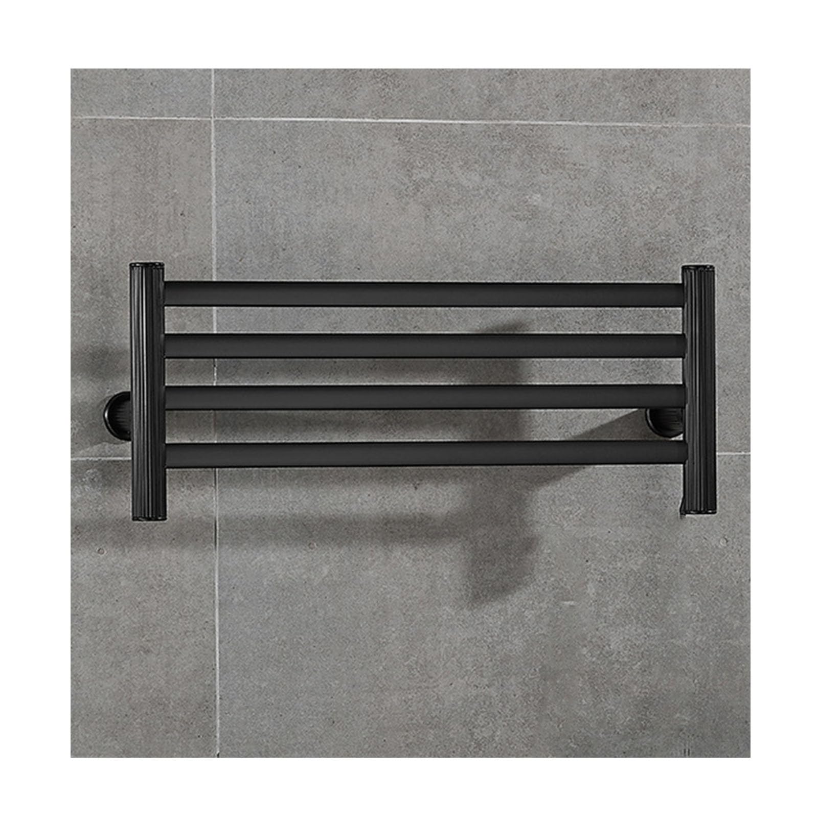 Toallero negro con cable derecho para baño con calefacción constante