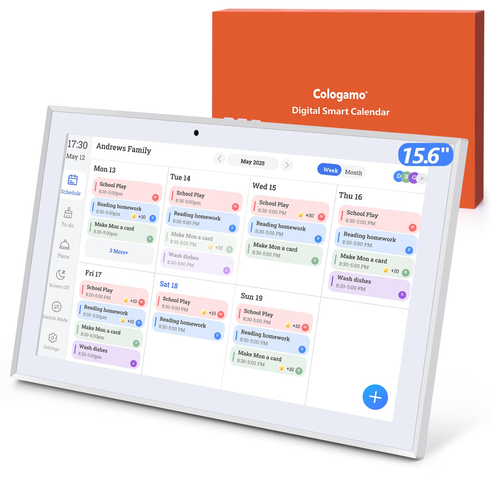 10.1 inch Smart Digital Calendar & Chore Chart, 1920 * 1080P Full HD Touchscreen Interactive Display, Desk Planner with Meal Scheduler, Achievement Rewards for Family Schedules and Cloud Photo
