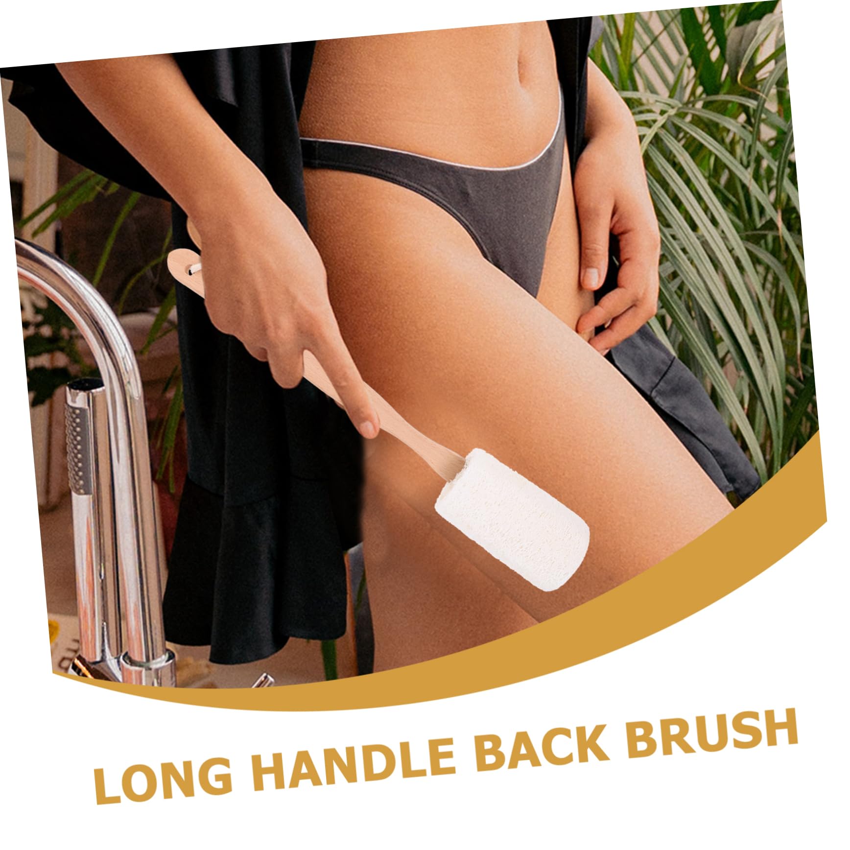 Healeved 2piezas Cepillo De De Luffa Natural Mango De Exfoliante y Limpiador Corporal Para Baño y Cuidado Piel Para Espalda y Cuello
