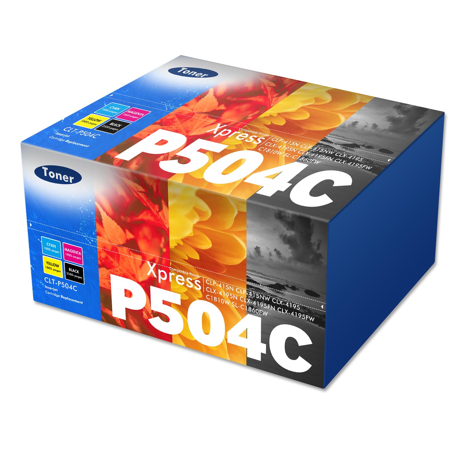 4-Pack P504C Toner Kompatibel für Samsung Xpress C1860FW 4195FN C1810W | CLT-P504C CLT-504S SL-C1860FW SL-C1810W CLX-4195FN 4195FW 4195N CLP-415NW 415N CLT-K504S CLT-C504S CLT-M504S CLT-Y504S