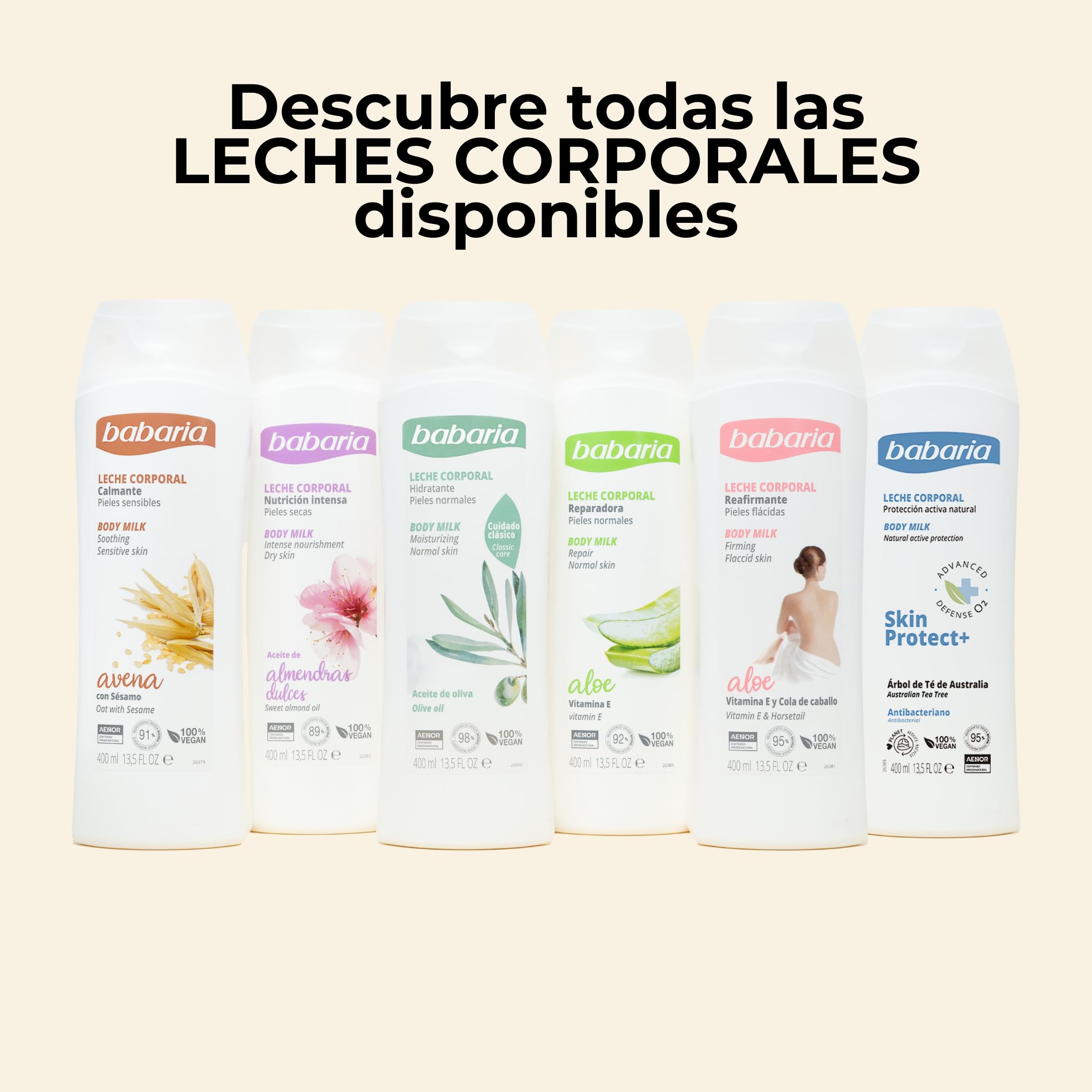 Babaria - Crema Reafirmante Corporal | Crema Hidratante Corporal Y Firmeza | Body Milk Para Pieles Sensibles | Aloe Vera Y Vitamina E | Rápida Absorción - 400 Ml
