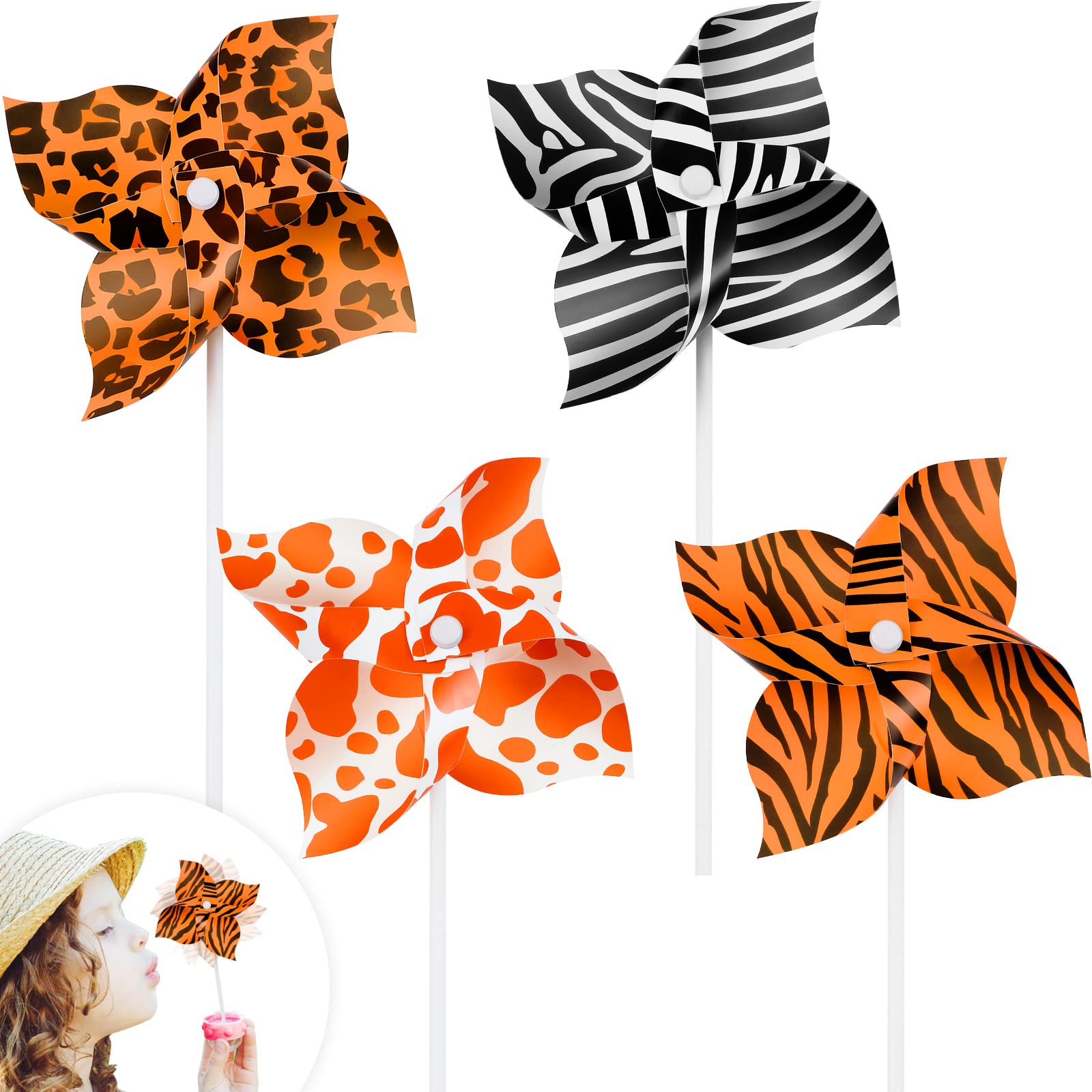 Buy 24 Pack Jungle Safari Pinwheels with Stakes Wild Animal Pin Wheel