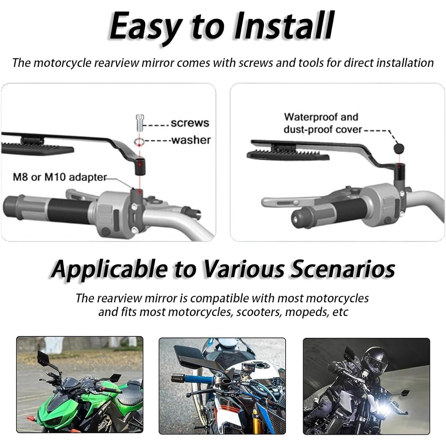 2 Piezas Espejos Retrovisores con para Aprilia SXR 50 2021-2024 | accesorios moto repuestos moto aerodinámico espejo lateral ajustable