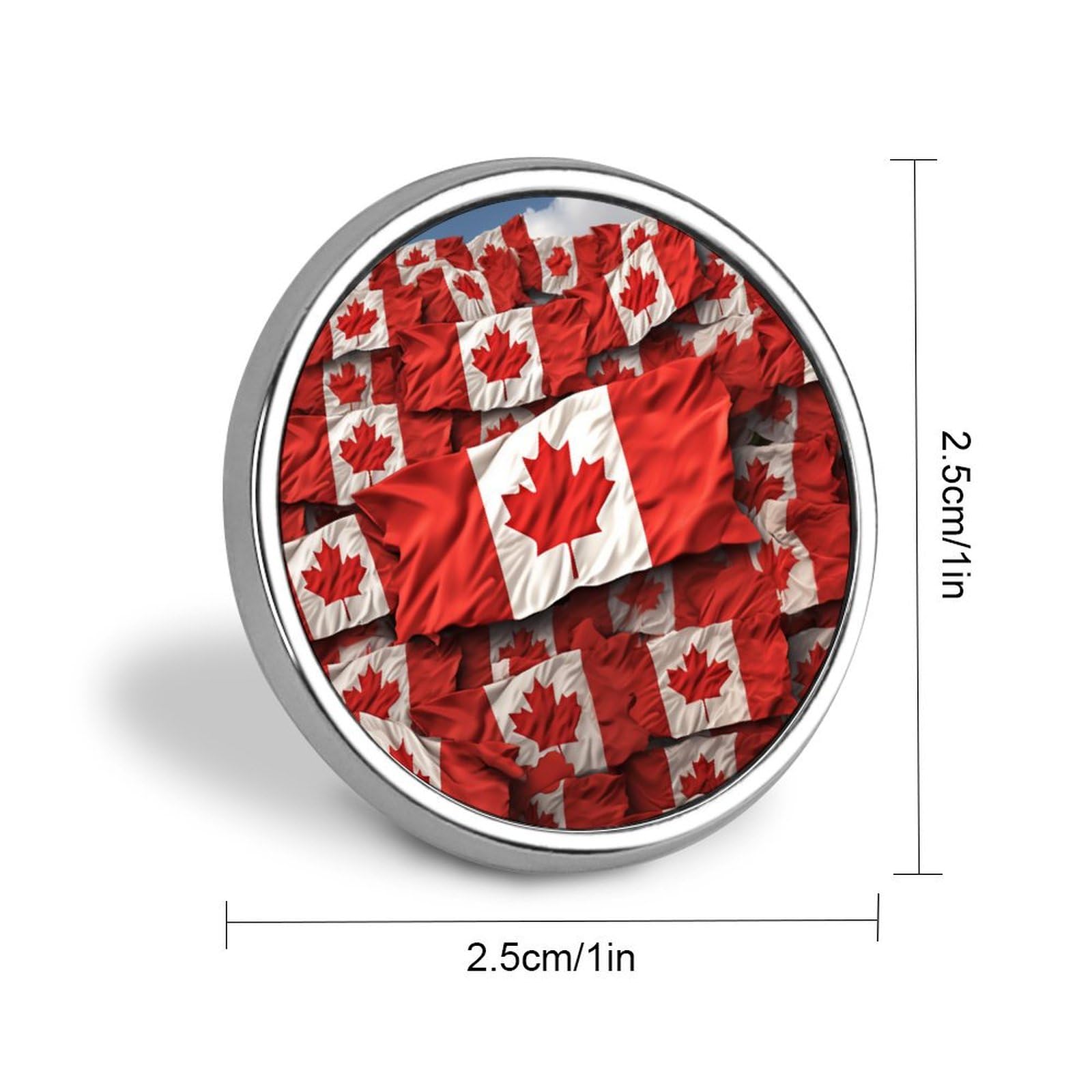 Aluminium Alloy Round Badge Brooch Pins for Men Canadian Flag Brooches Elegant Pin for Women Fashion Button Badges Brooch Badge for Hats Jackets Shirts