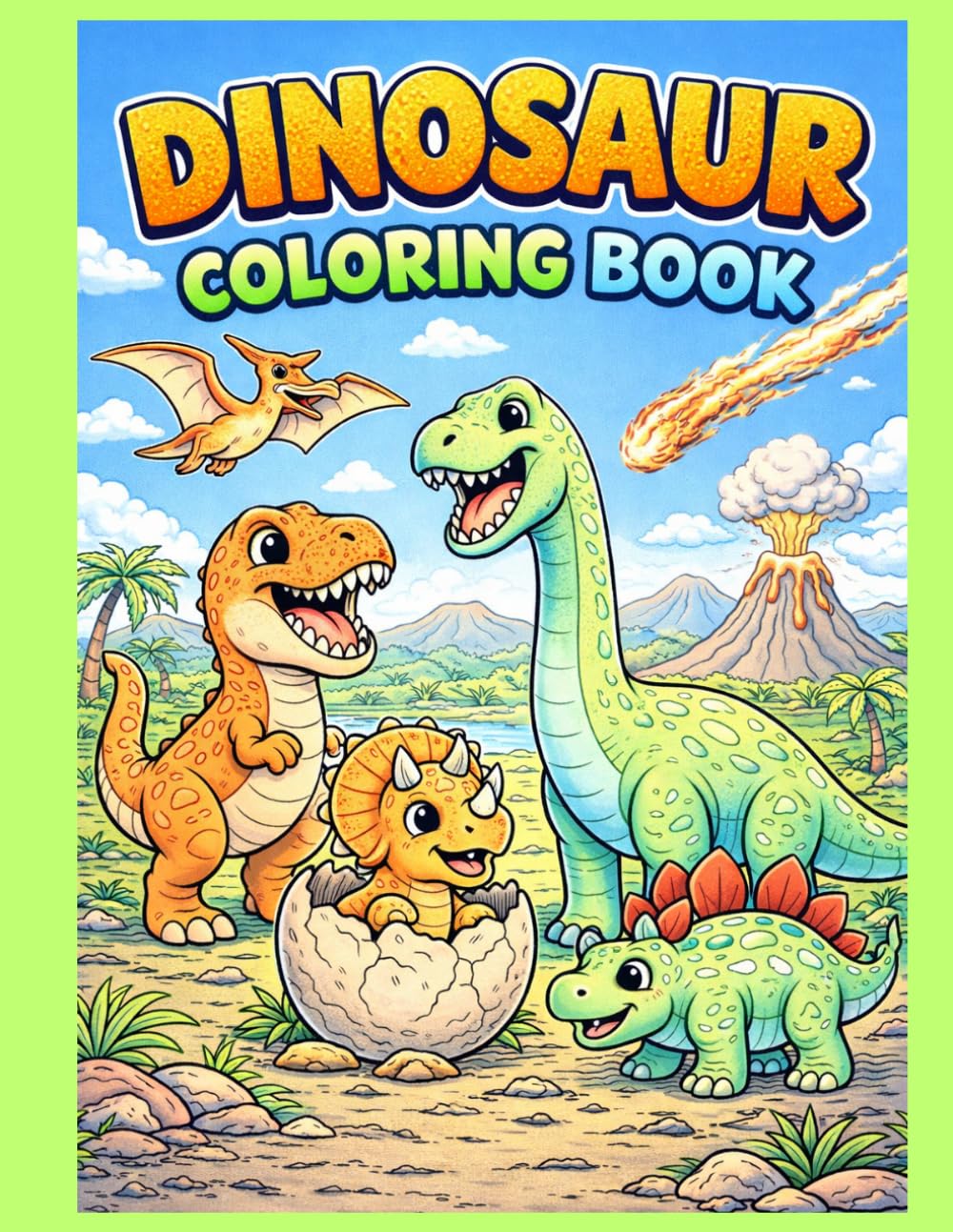 Dinosaur Coloring Book for Kids Ages 4–8: Fun T-Rex, Triceratops, Stegosaurus & Jurassic Adventure Coloring Pages