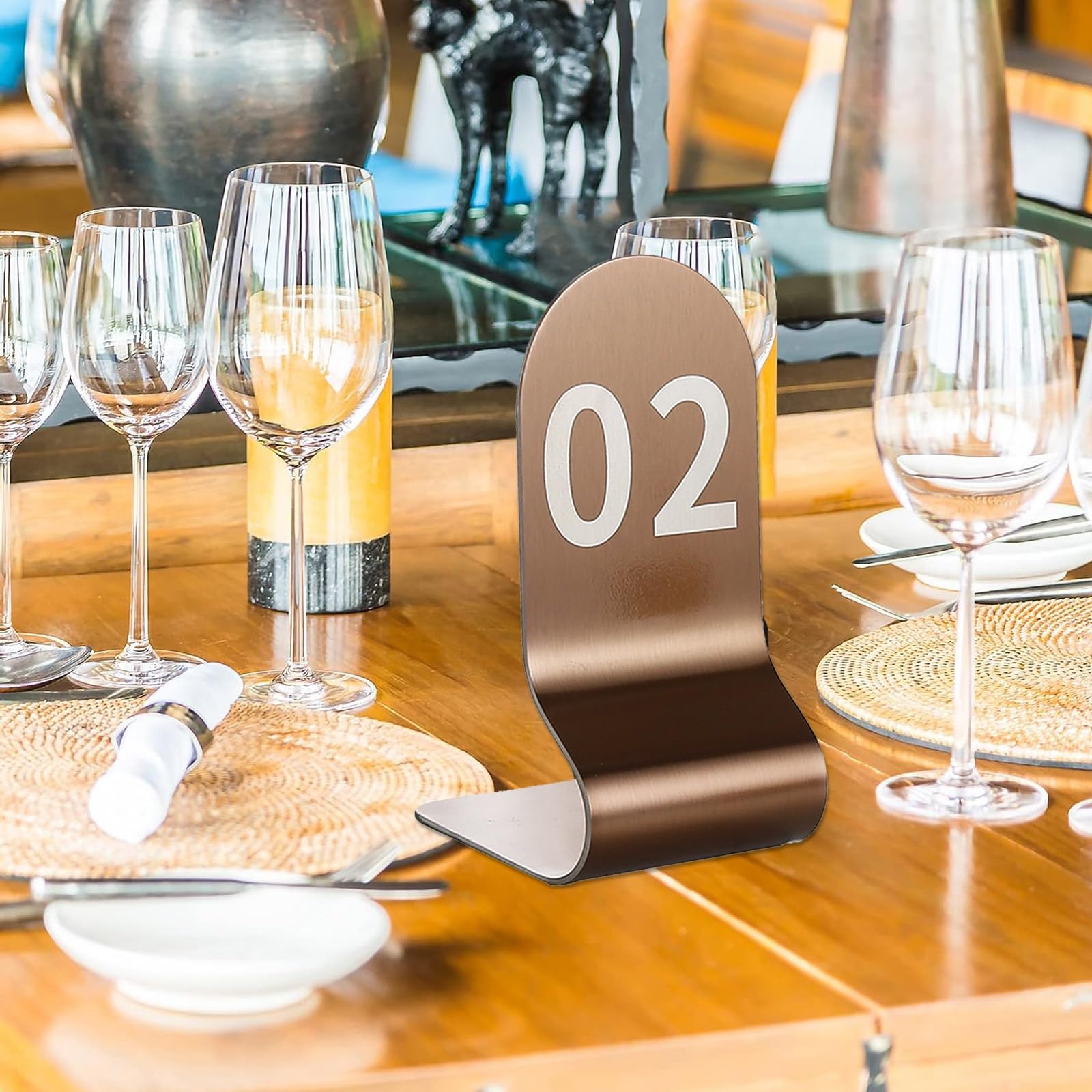 Tischaufsteller Beschilderung, Doppelseitig Nummeriert, Edelstahl Tischaufsteller Schild, Tischnummern für Veranstaltungen, Bankette, Gastronomie, Hochzeitsbankett Tischdeko(Frankreich,41-45)