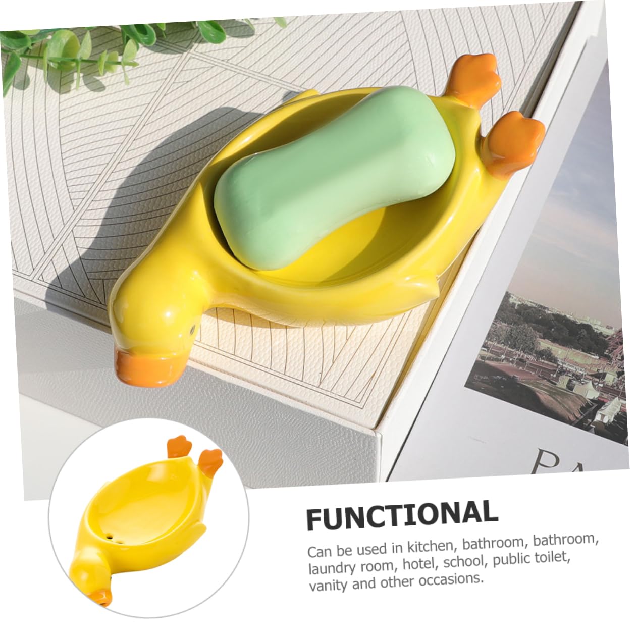 SOLUSTRE 3Er-Packung Seifenschale abtropfen Lassen Tierseifenhalter süßer Seifenhalter Mini Entenseifenhalter kleine Seifenschale Badezimmer Keramik Yellow