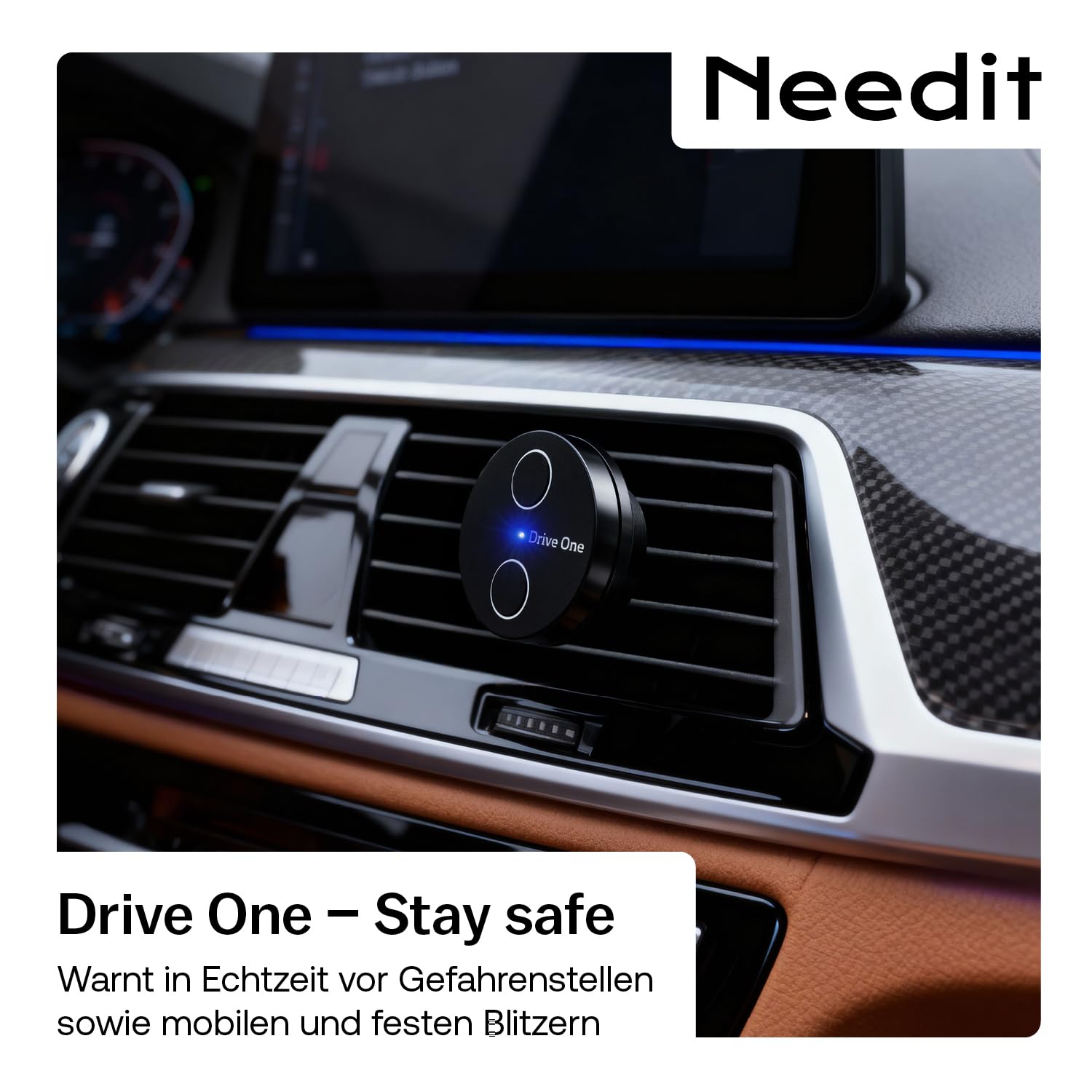 Needit Rilevatore di telecamere Drive One a 2 velocità [NUOVO modello 2026] Dichiaro sugli autovelox e sui pericoli del traffico stradale, rilevatore radar con schermo a LED, attivato automaticamente