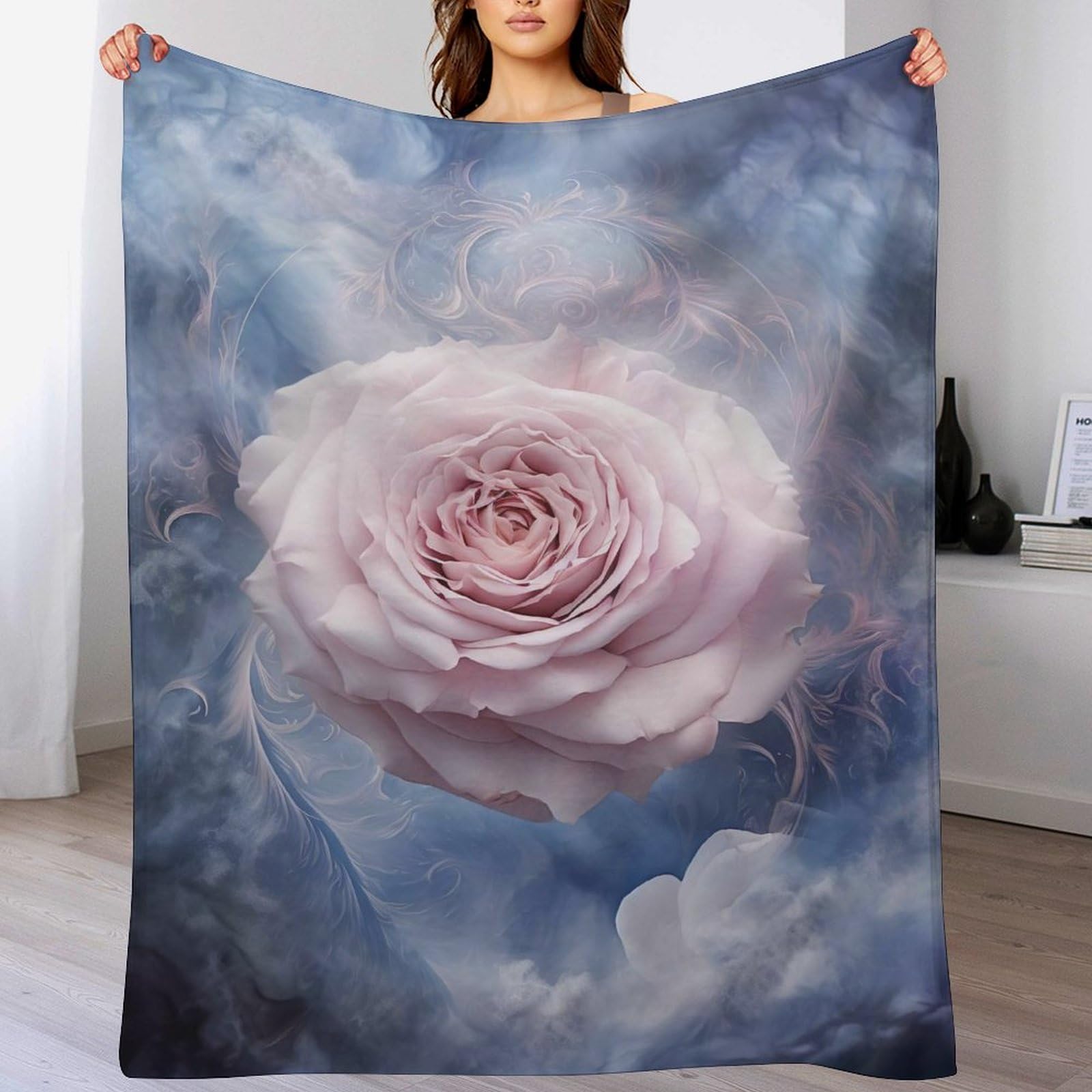 Couverture en flanelle fleur plaid 150x200 douce et chaude toutes saisons