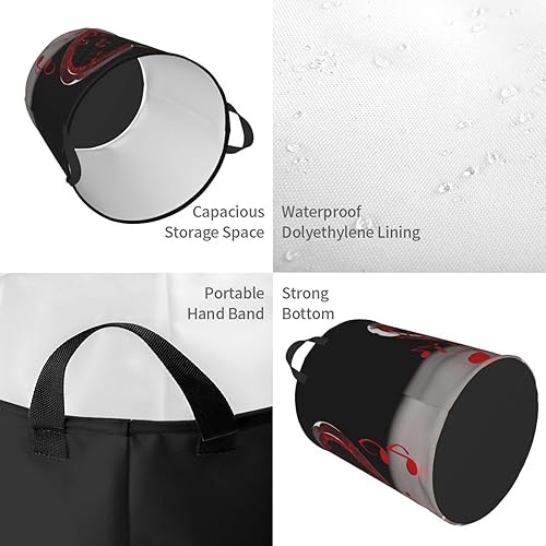 Miniatura 4 de Music Note Heart print Circular Hamper Waterproof Storage Bin Organizer Basket Laundry Hamper With Handles For Clothes Toys Medium