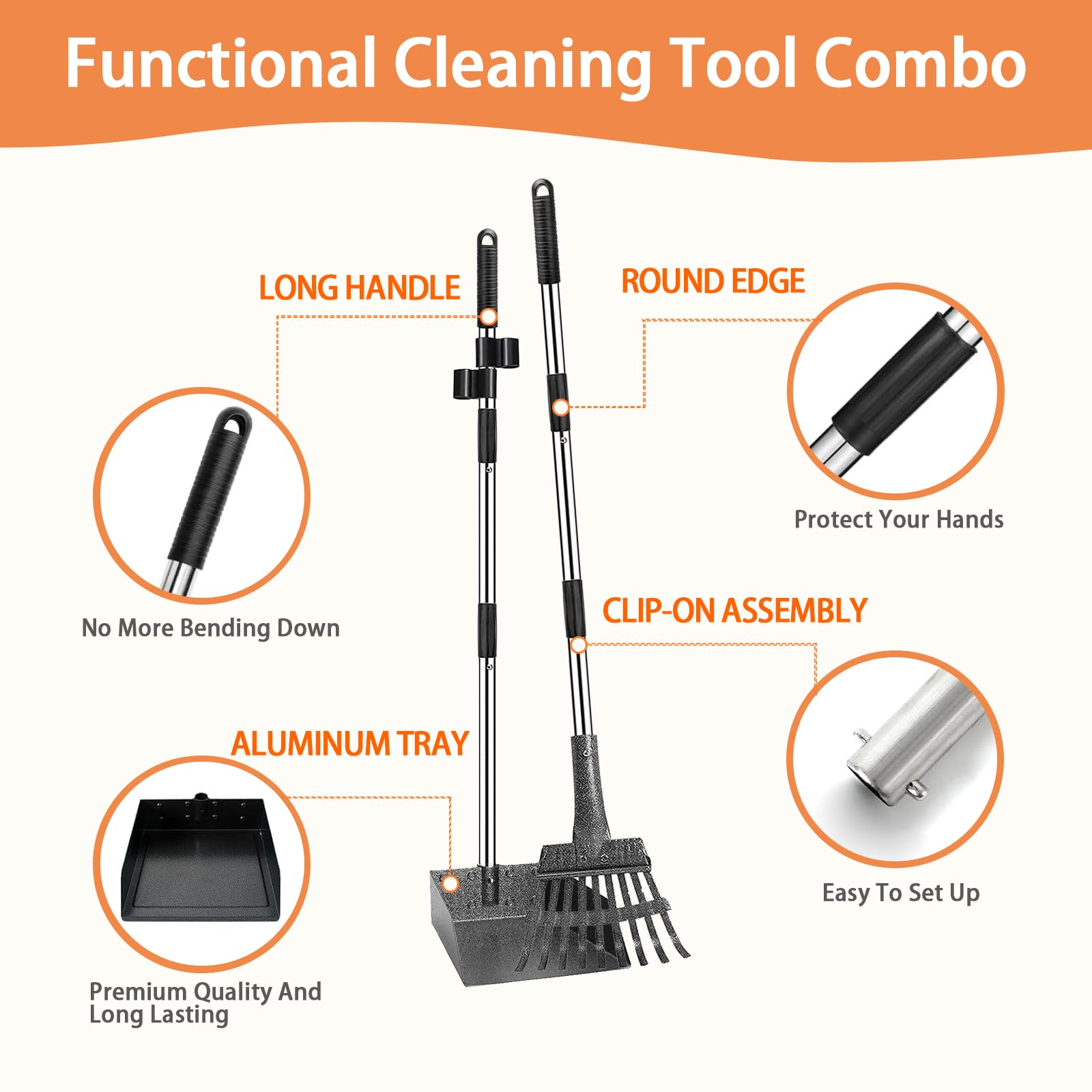 Eidoct Metal Pet Poop Scoop Dog Tray and Rake for Large Medium and Small Pets - Image 4