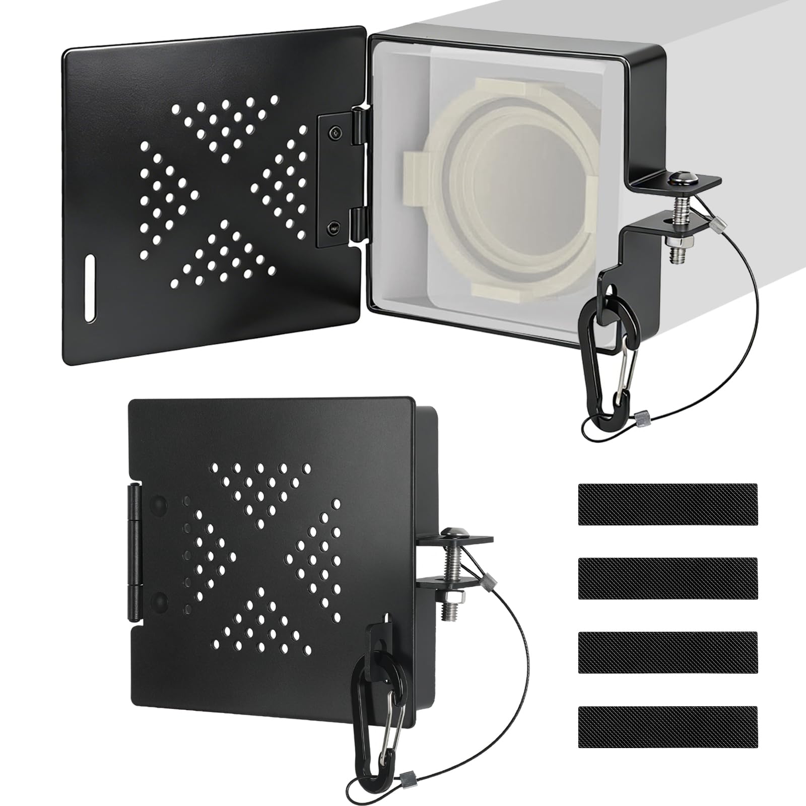 Tapa de aluminio para parachoques de RV, tapas cuadradas para caravana, se adapta a parachoques cuadrados estándar de 4 pulgadas, almacenamiento seguro de manguera de alcantarillado, negro