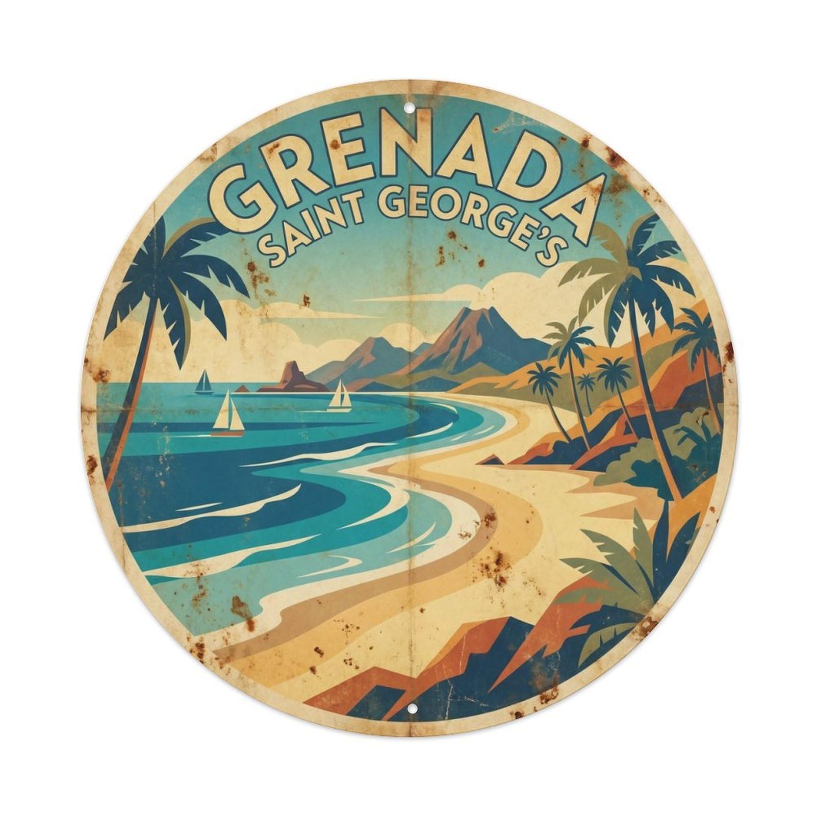 Grenada Saint George Island Resort Vintage Travel Metal Tin Sign