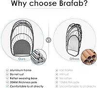 Vista 3 de Brafab Silla colgante de mimbre de huevo con cadena, marco de aluminio resistente a la oxidación y cojín UV, silla plegable