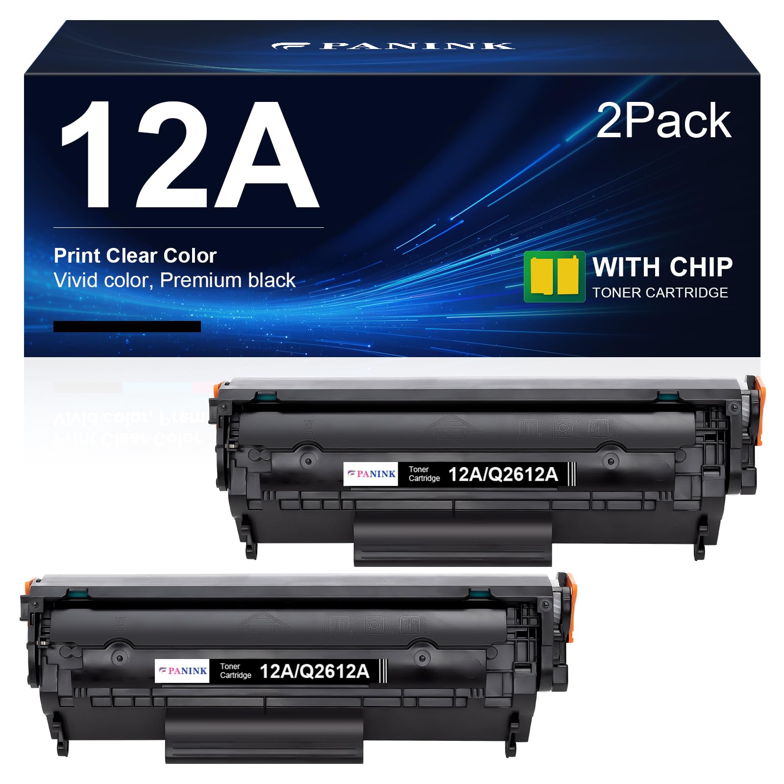 PANINK Q2612A Toner Cartridge Replacement for HP 12A Q2612A Black Toner Cartridge Compatible with HP 1020 1010 1012 1018 1022 1022N 3015 3030 3052