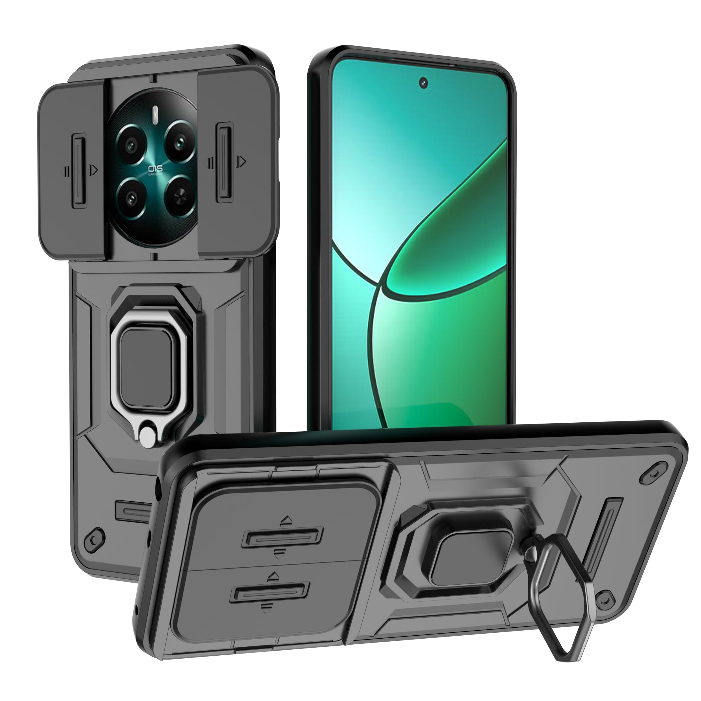 SHINESTAR Tough Armor Realme 12 Plus 5G / Realme P1 5G / Narzo 70 5G / Narzo 70 Pro 5G Bumper Back Case Cover | Ring Holder & Sliding Camera Shield Cover | 360 Degree Protection Back Case (B0D9SS2MNK) Amazon Price History, Amazon Price Tracker