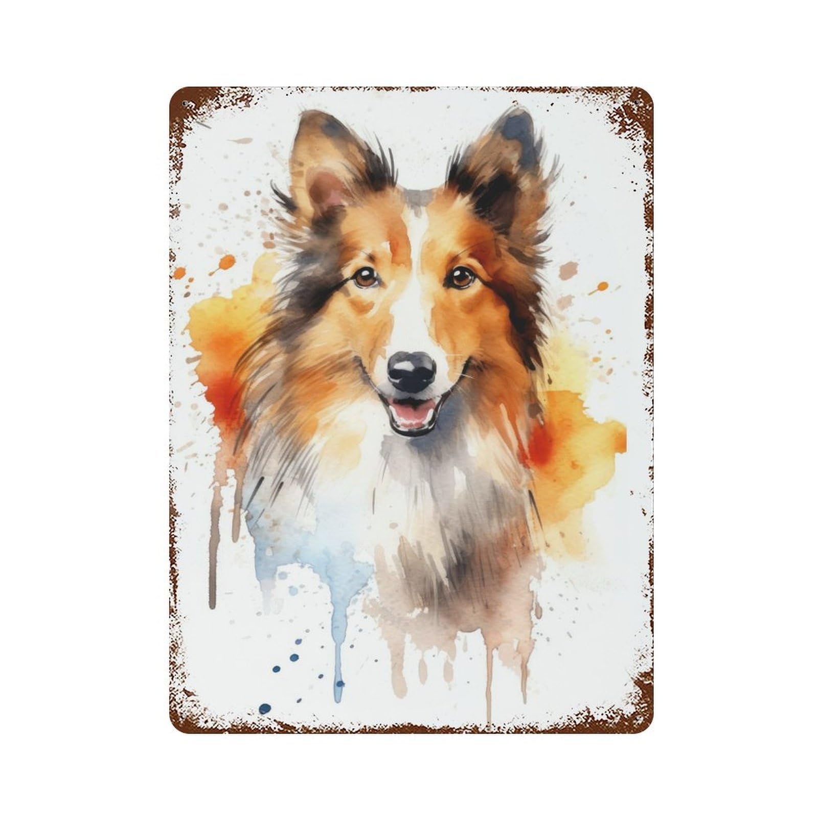 Shetland Sheepdog Portrait Decorative Tin Sign 15.7"x11.8", for Bistro, Counter And Cafe Decor, Classic Wall Plaque