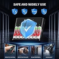 Vista 9 de EBL Baterías AA recargables de litio con cargador, paquete de 8 baterías AA de litio recargables de voltaje constante de 3000 mwh 1.5 V, batería AA