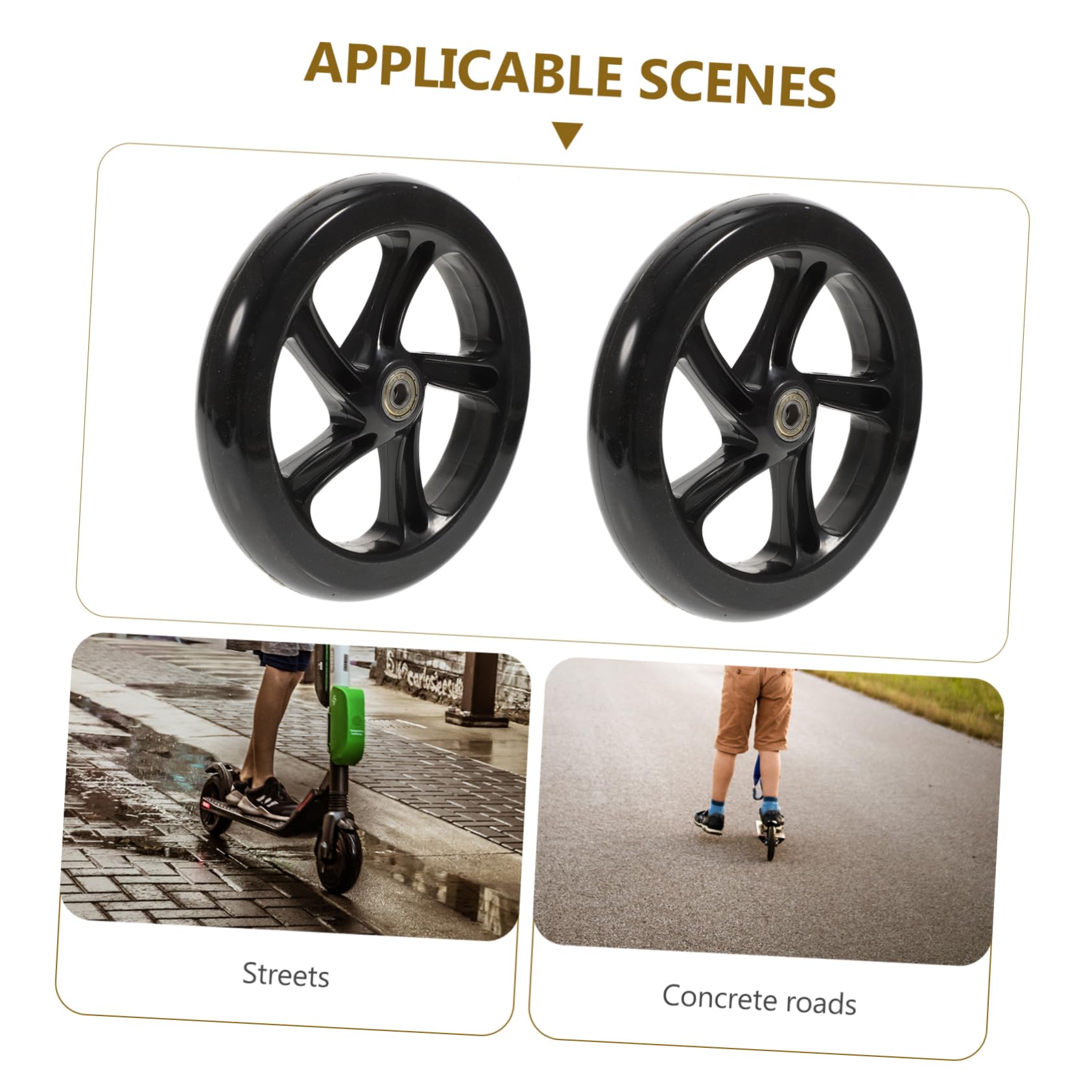 iplusmile Paire de Roue Trotinette en PU Haute Élasticité Roulements 180mm Résistante à l'usure et Stable pour Accessoires Scooter Routes et Rues
