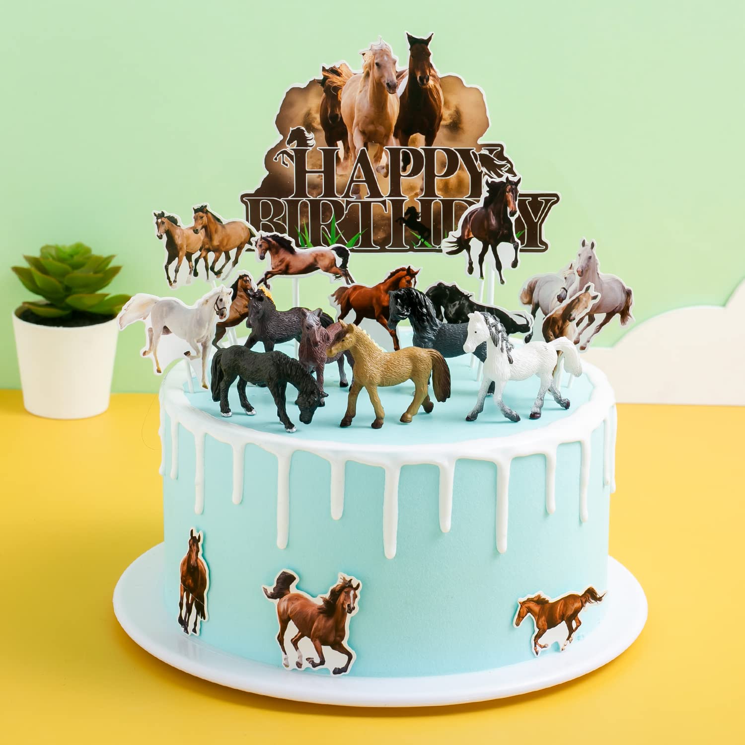22-teiliges Pferde-Cake-Topper-Set – Inkl. „Happy Birthday“-Schrift & Figuren Für Pferde-Party & Torten-Deko