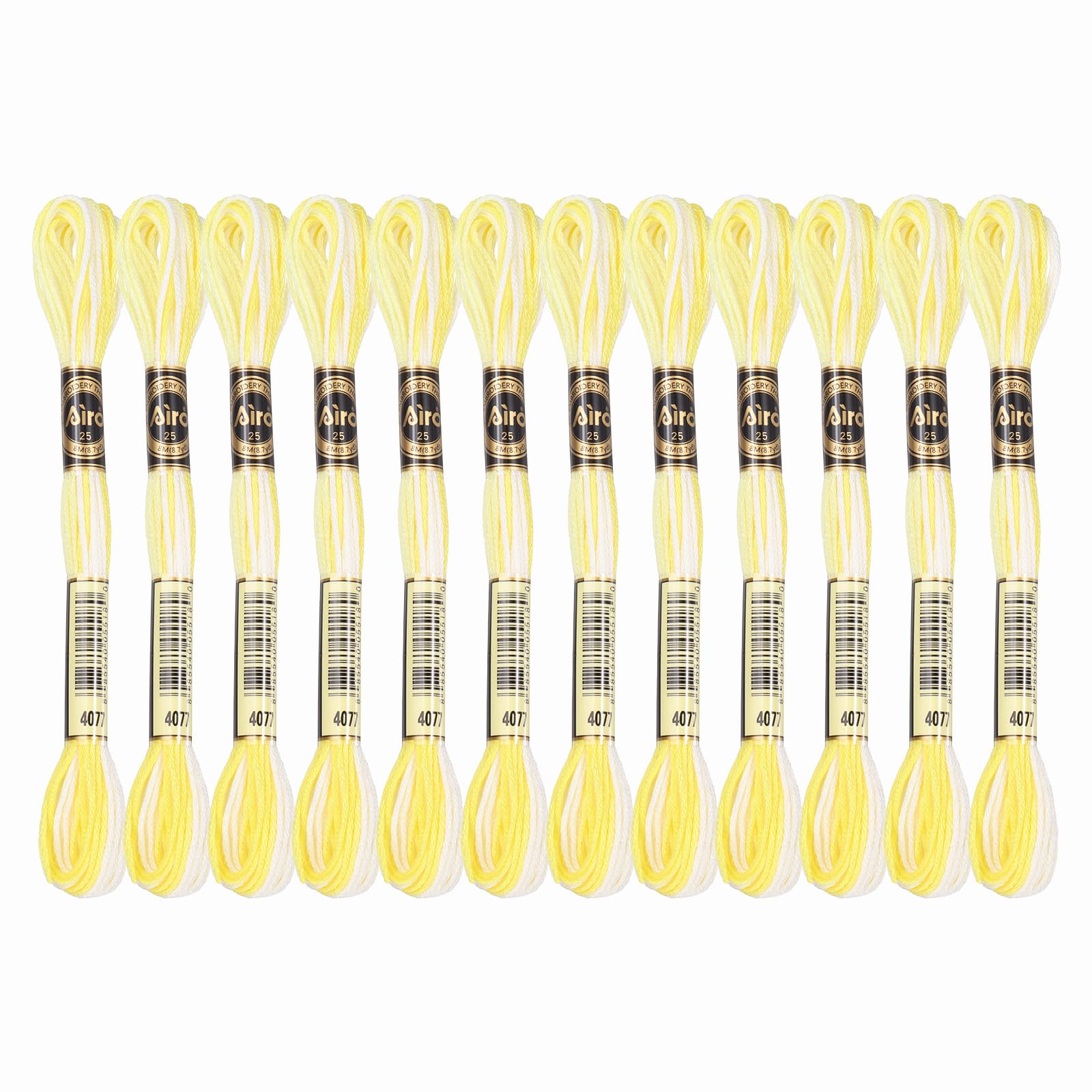 PATIKIL 12 Skeins Embroidery Floss, Polyester Embroidery Threads Bracelets String for Cross-Stitch Hand Embroidery, Yellow White — image 1