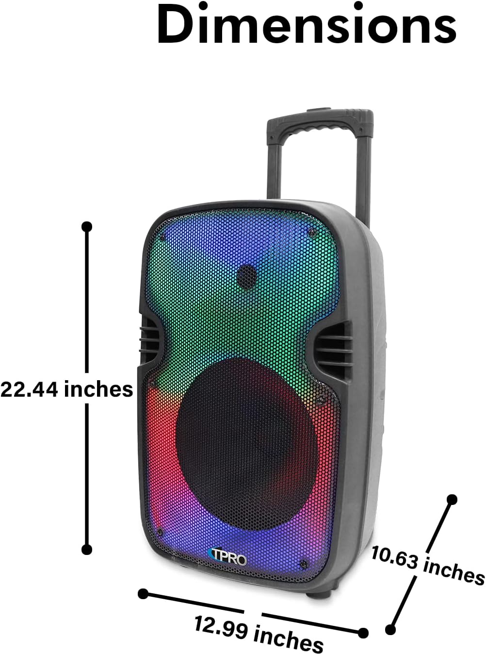 Dimensions diagram of the Technical Pro TPAPLIT12 speaker