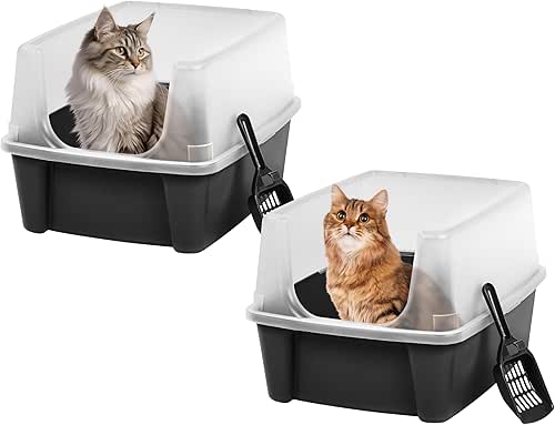 IRIS USA 2 Pack Large Open Top Cat Litter Box