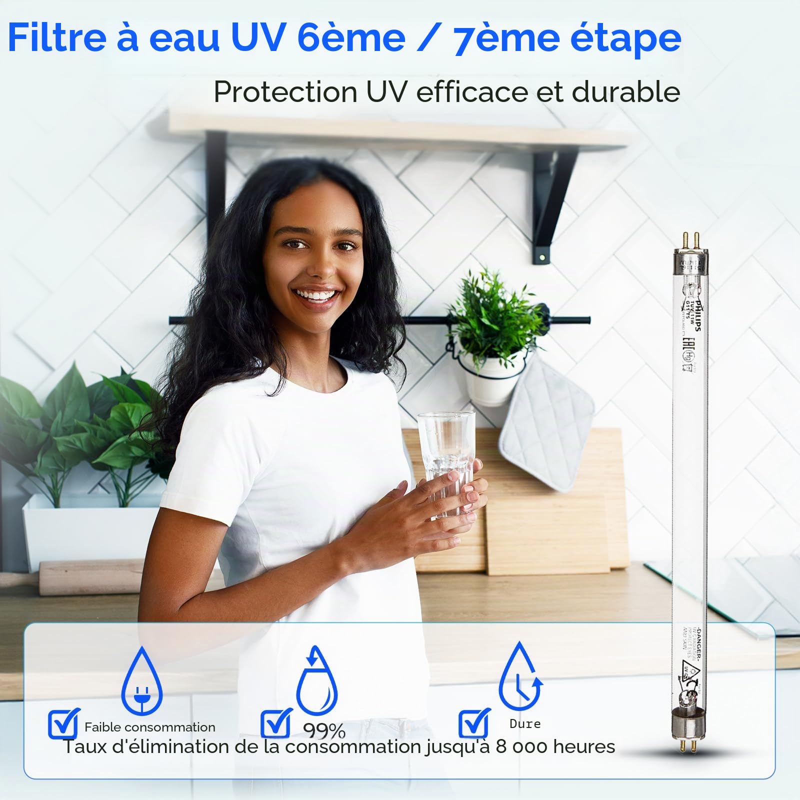 iSpring F10KU Lot de 10 Cartouches Filtrantes de Rechange pour Systèmes d'osmose Inverse UV Alcalins Minéraux à 7 Étages, 10 Pièces, Blanc