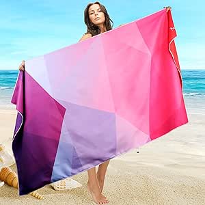 SYOURSELF Microfiber Beach Towel for Travel, 60"x 30",Extra Large Beach Towels,Quick Dry,Super Absorbent, Lightweight Sand Free Towel for Pool, Swim, Water Sports, Gym, Camping,Outdoor,Picnic(Geo)