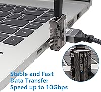 Vista 2 de RIIEYOCA Adaptador USB 3.1 GEN 2 macho a tipo C hembra de 90 grados para carga rápida de 120 W y transferencia Lightning de 10 Gbps, convertidor USB