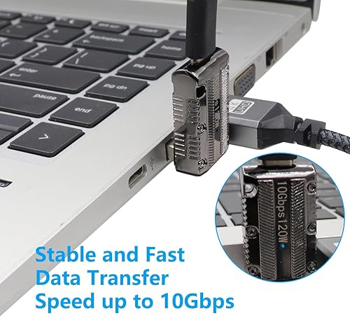 Miniatura 2 de RIIEYOCA Adaptador USB 3.1 GEN 2 macho a hembra tipo C de 90 grados para carga rápida de 120 W y transferencia Lightning de 10 Gbps, convertidor USB