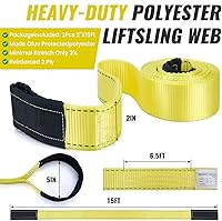 Vista 2 de Correas de Eslinga de Elevación, Eslingas de Correa de Nylon de Servicio Pesado de 15' x 2", Capacidad de 22,500 libras, Diseño de Ojo Plano, Correa