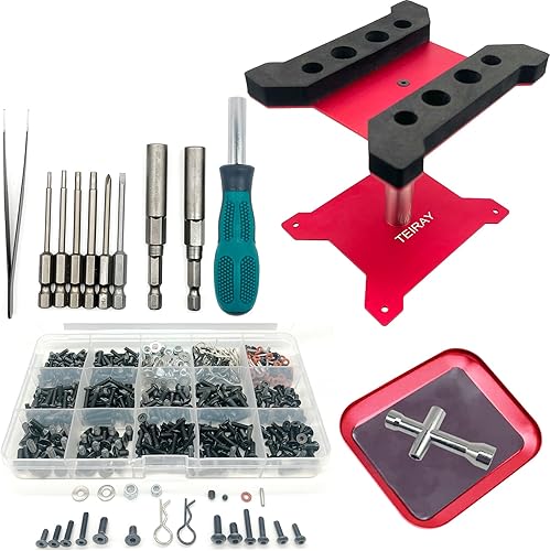 Juego de herramientas de reparación de soporte de trabajo de reparación de automóvil a control remoto, rotación de 360 grados y 600 piezas de