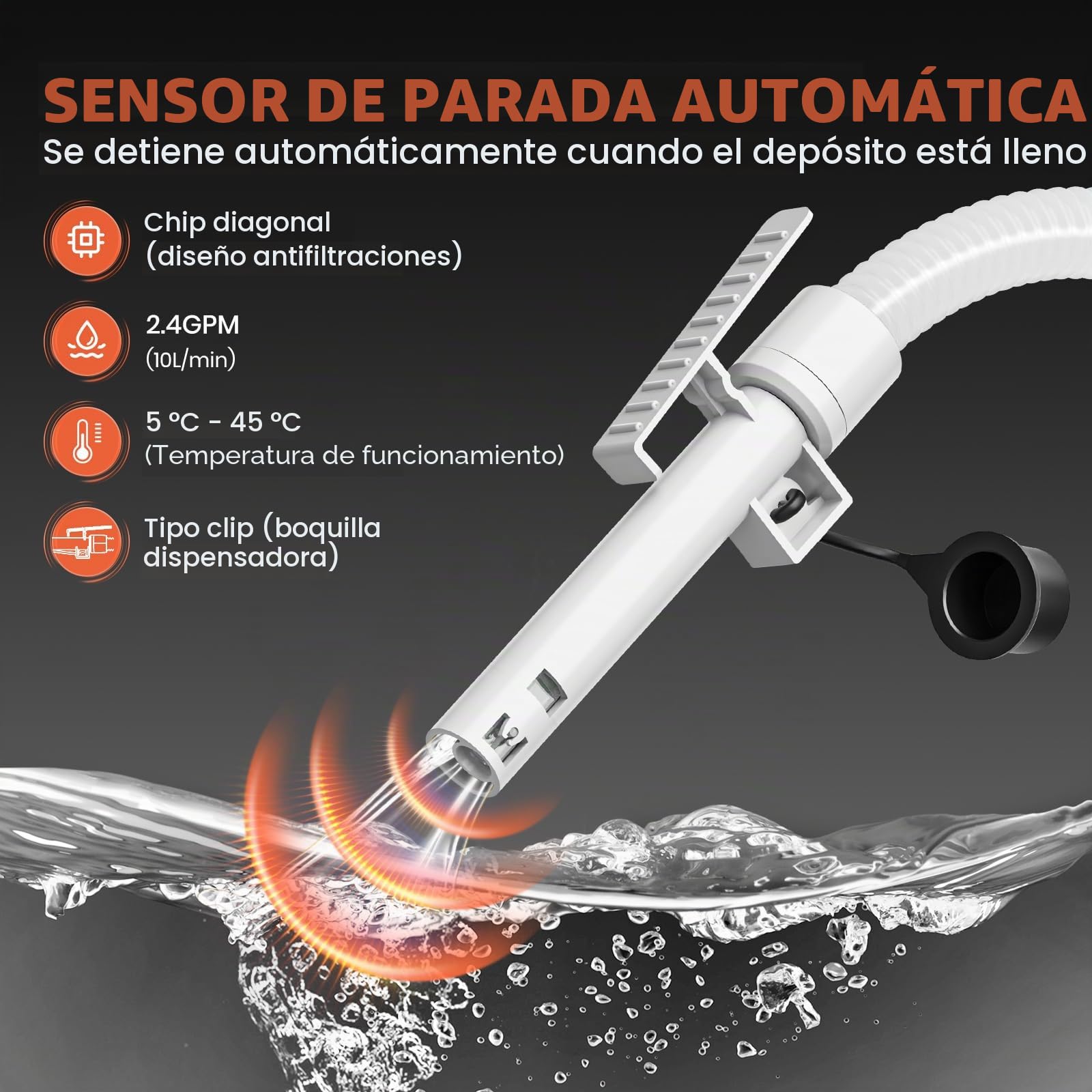 Bomba Eléctrica de Transferencia de Combustible Sensor de Parada Automática 2,4 GPM Bomba Portátil Líquidos para Gasolina, Diésel, Aceite y Agua con Motor sin Escobillas y Batería de 2000 mAh