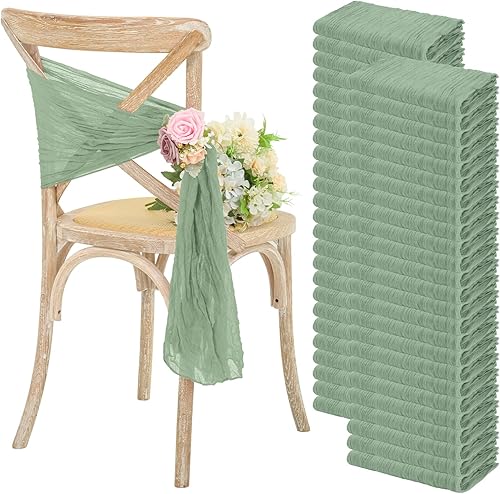 YMHPRIDE 50 bandas para sillas de gasa de boda, diseño de lazos, para bodas, fiestas, banquetes, restaurantes, hoteles, fundas plegables para sillas