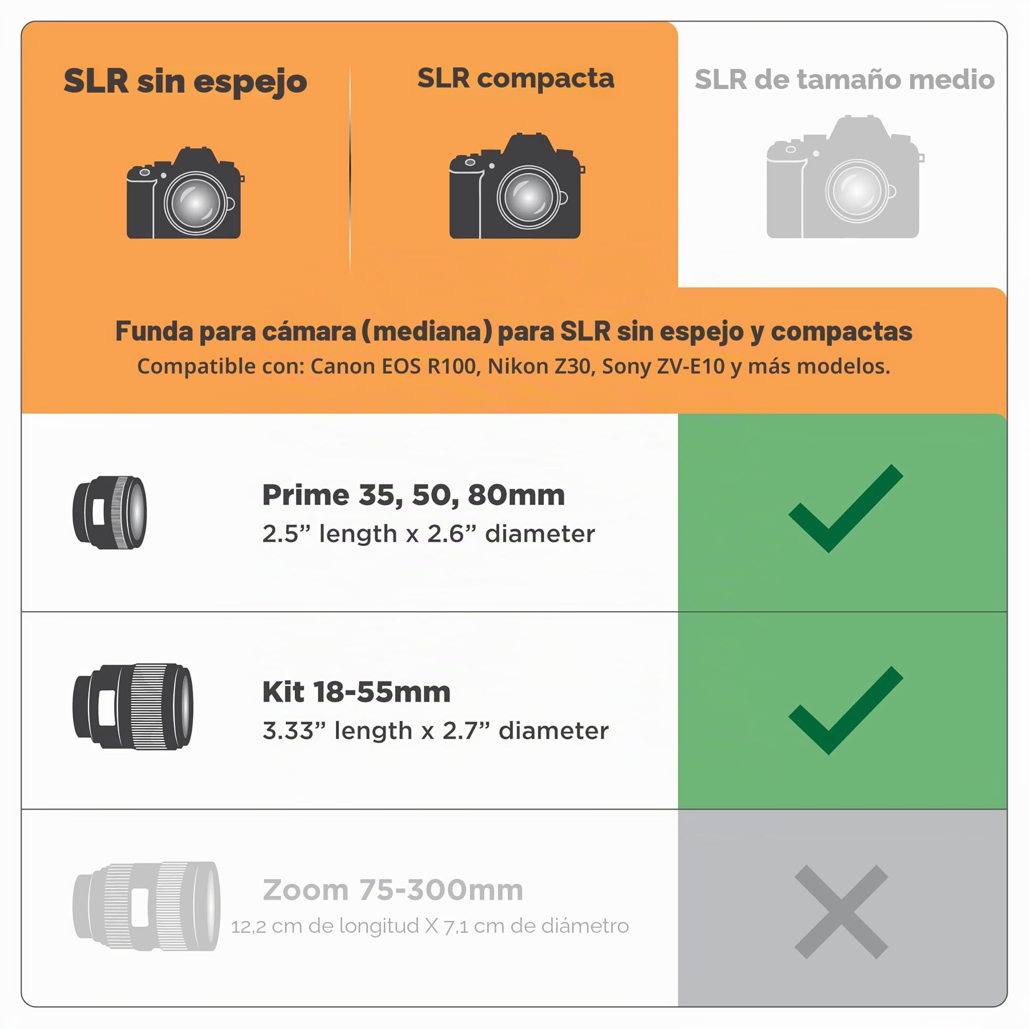 USA Gear Funda para Cámara SLR - Estuche Compacto Acolchado de Neopreno para DSLR con Bolsillo con Cierre para Accesorios y Trabilla para Cinturón