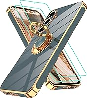 Vista 185 de Gritup Funda para Samsung Galaxy A14 5G: Funda para Samsung A14 2 piezas, protector de pantalla, soporte de anillo de rotación de 360°, soporte