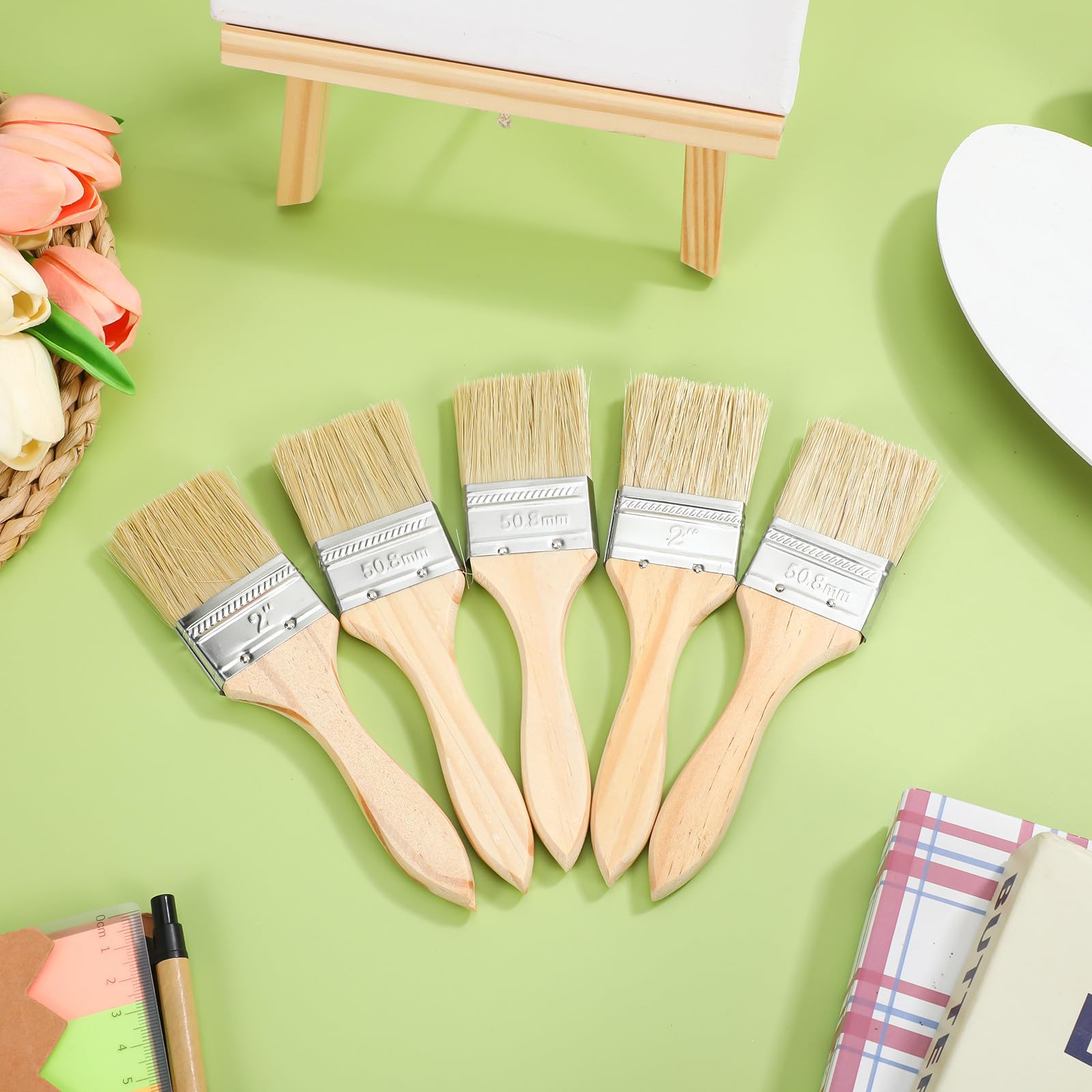 Lurrose 30pezzi Pennelli Con Manico in Legno Per Pittura Pennello Piatto Per Vernice Su e Recinzioni Per Interni Ed Esterni