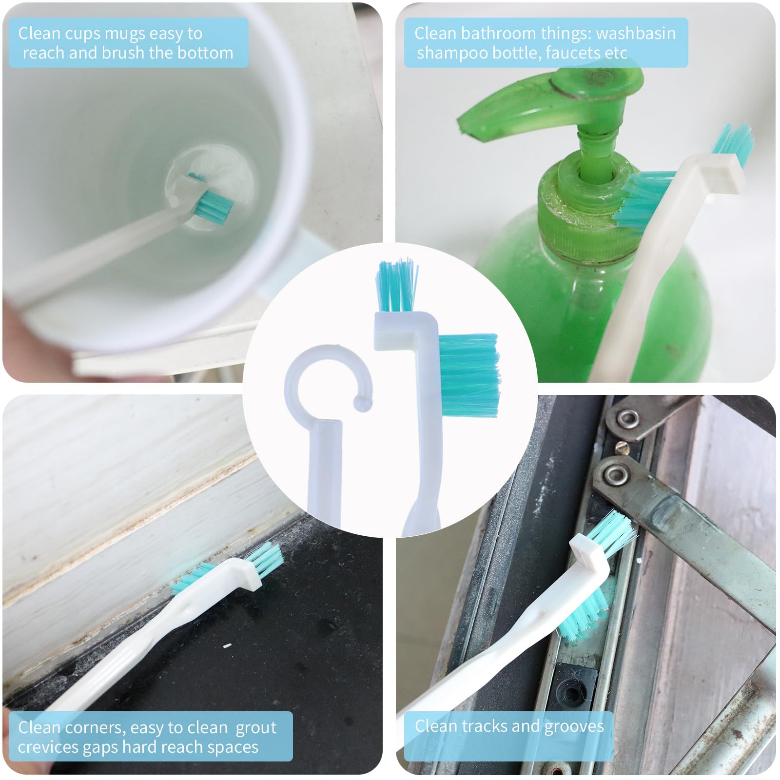 Juego de cepillos de limpieza pequeños para el hogar, barra de limpieza de detalles de ventilación de coche, herramienta de limpieza de huecos de botella de ranura, limpiador de grietas para puerta y