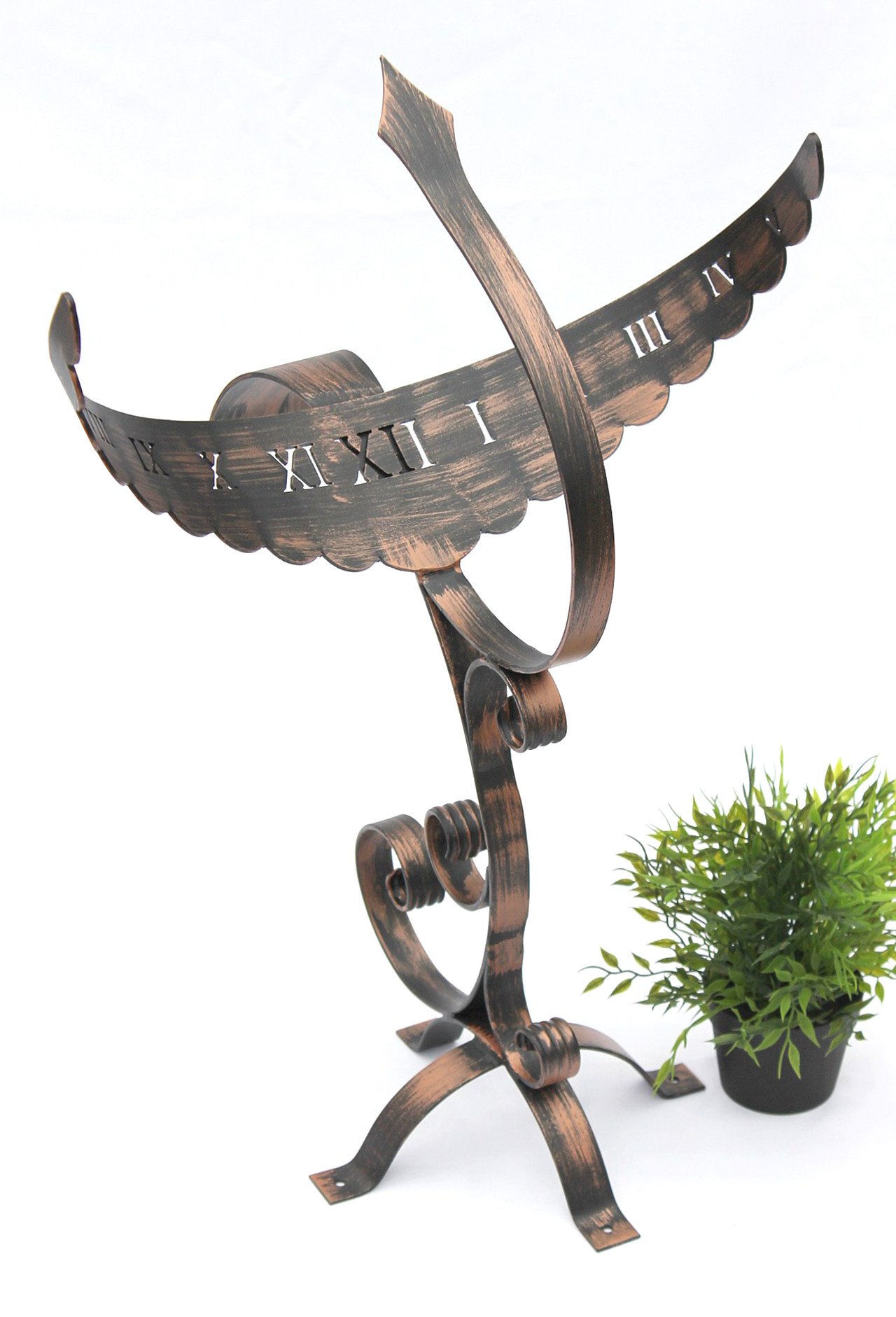 DanDiBo Sonnenuhr Phönix aus Schmiedeeisen Wetterfest 65 cm Gartenuhr Metall Phoenix Uhr