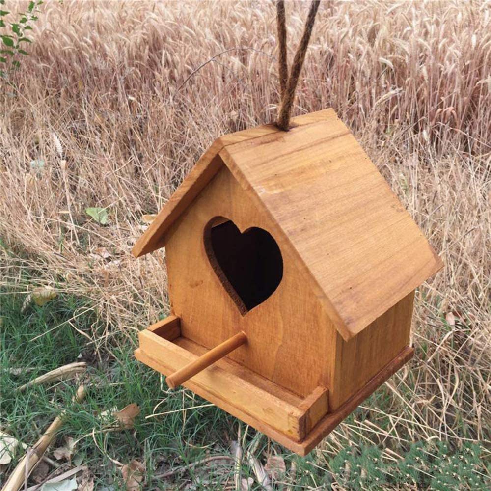 Casas de pájaros de madera para cría de loros, decoración de jardín al aire libre, nido colgante, refugio cálido para palomas, manualidades creativas, estilo pastoral