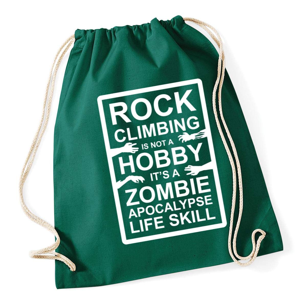Hippowarehouse Rock climbing it's not a hobby it's a zombie apocalypse life skill Drawstring Cotton School Gym Bag 37cm x 46cm, 12 litres