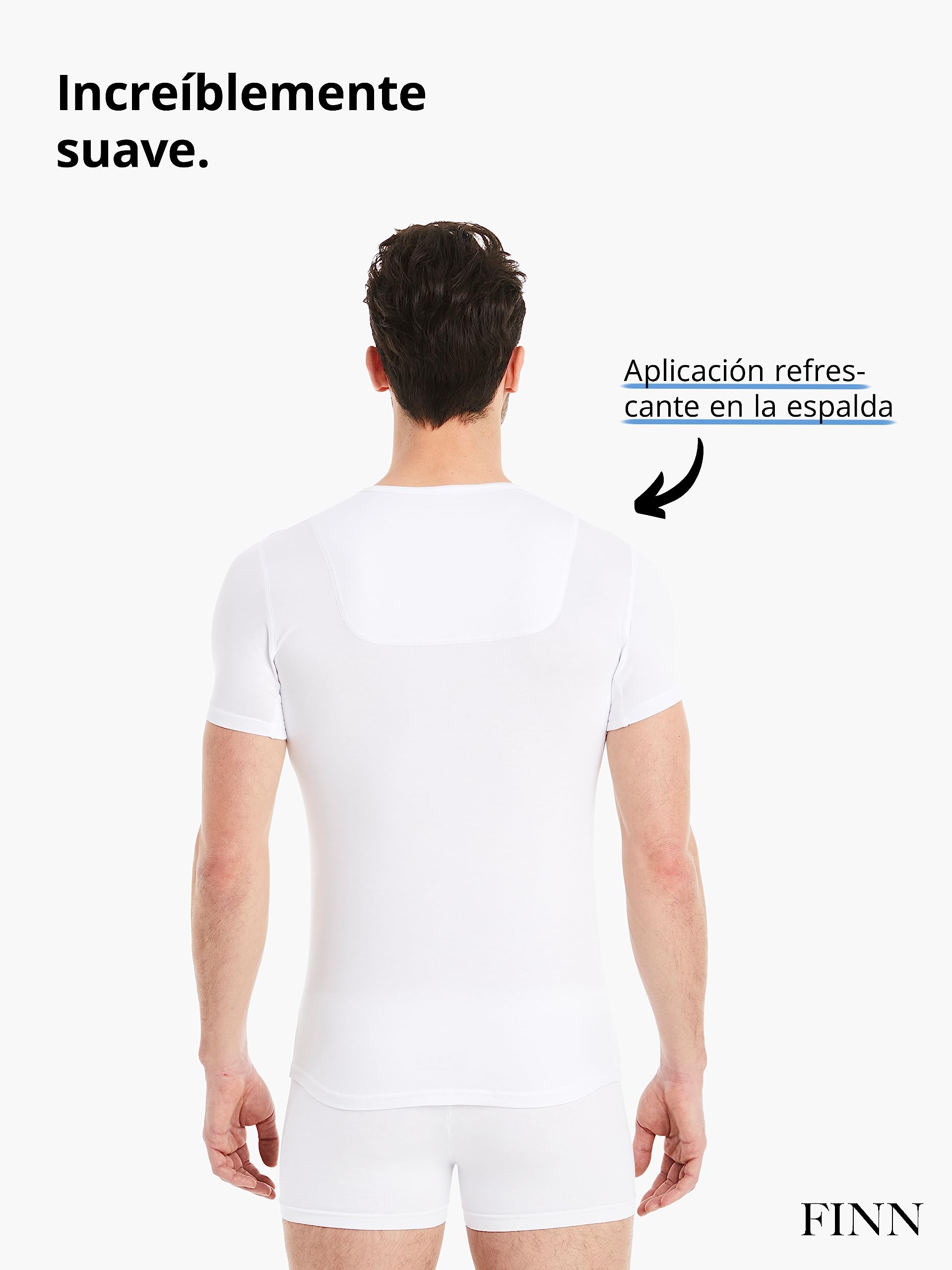 FINN Camiseta Funcional Hombre con Cuello en V - Camiseta Anti-Sudor con Inserciones contra Las Manchas de Sudor - Camiseta Interior de Manga Corta en Tejido Original Lenzing® Modal