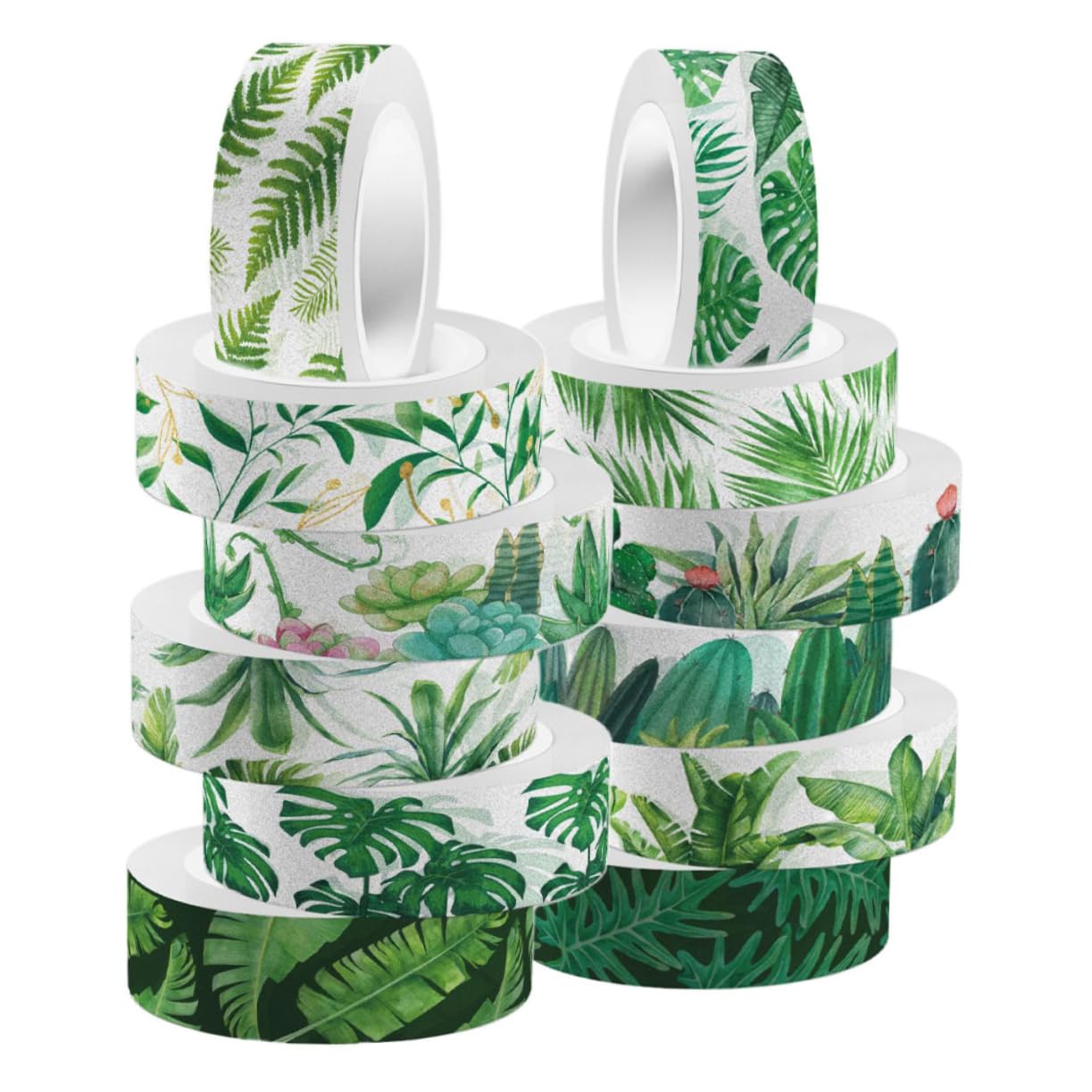 NUOBESTY 48rotoli Nastro Adesivo Decorativo Washi Tape Verde Per Scrapbooking e Decorazioni Adatto Per Diari Calendari e Regali Stile Kawaii e Facile Da Usare