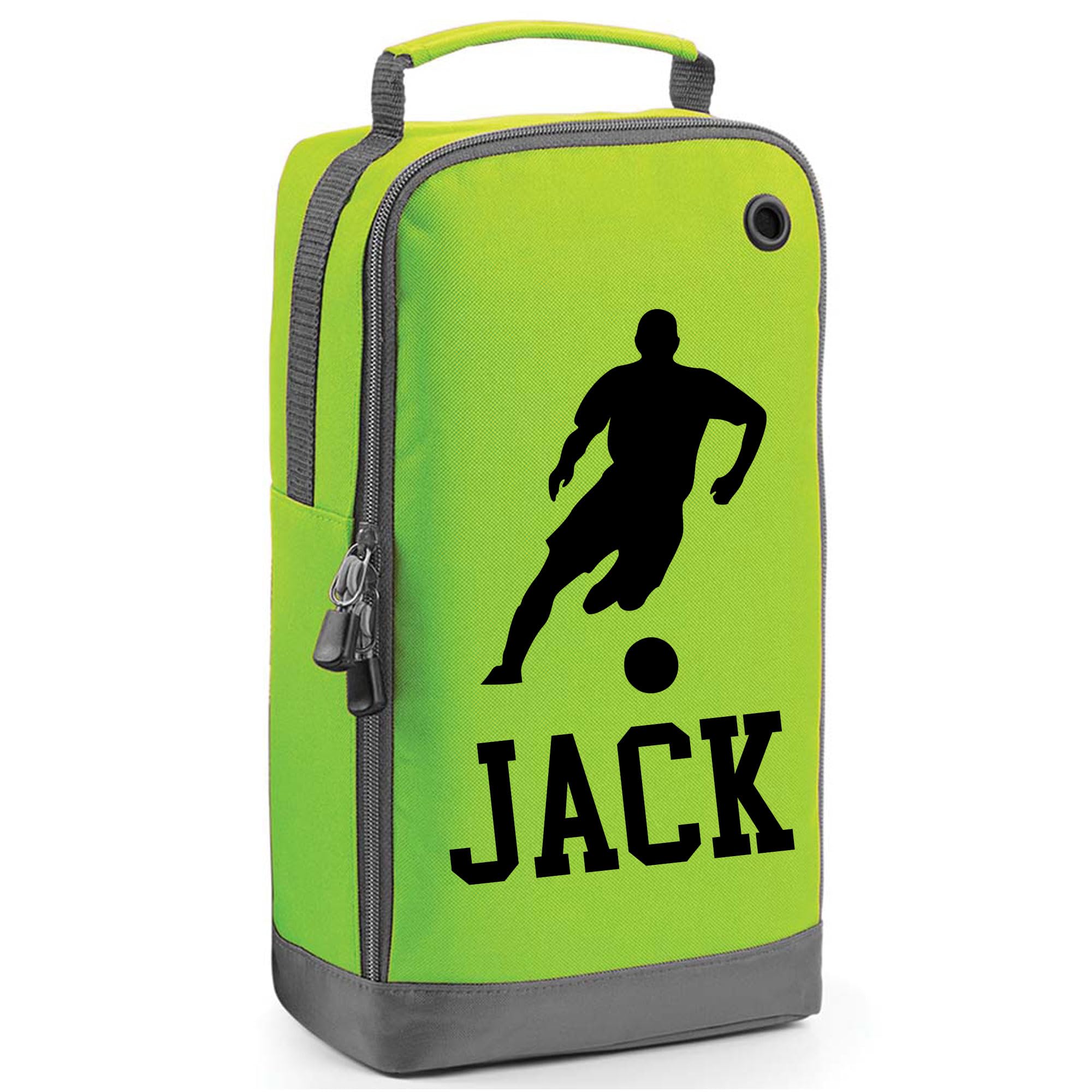 Personalised Football Boot Bag With Name and Design - Shoe Bag for Footballers - Sports Gift in Lime