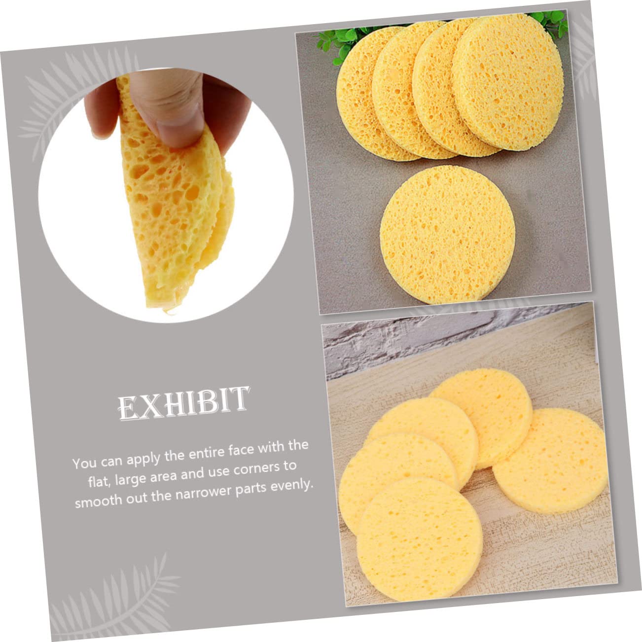 Piumino da Cipria Rotondo 100 Pezzi in Spugna di Cellulosa | Giallo, per Casa e Salone, Assorbe Perfettamente la Cipria, Effetto Make-up Naturale e Pulizia Viso