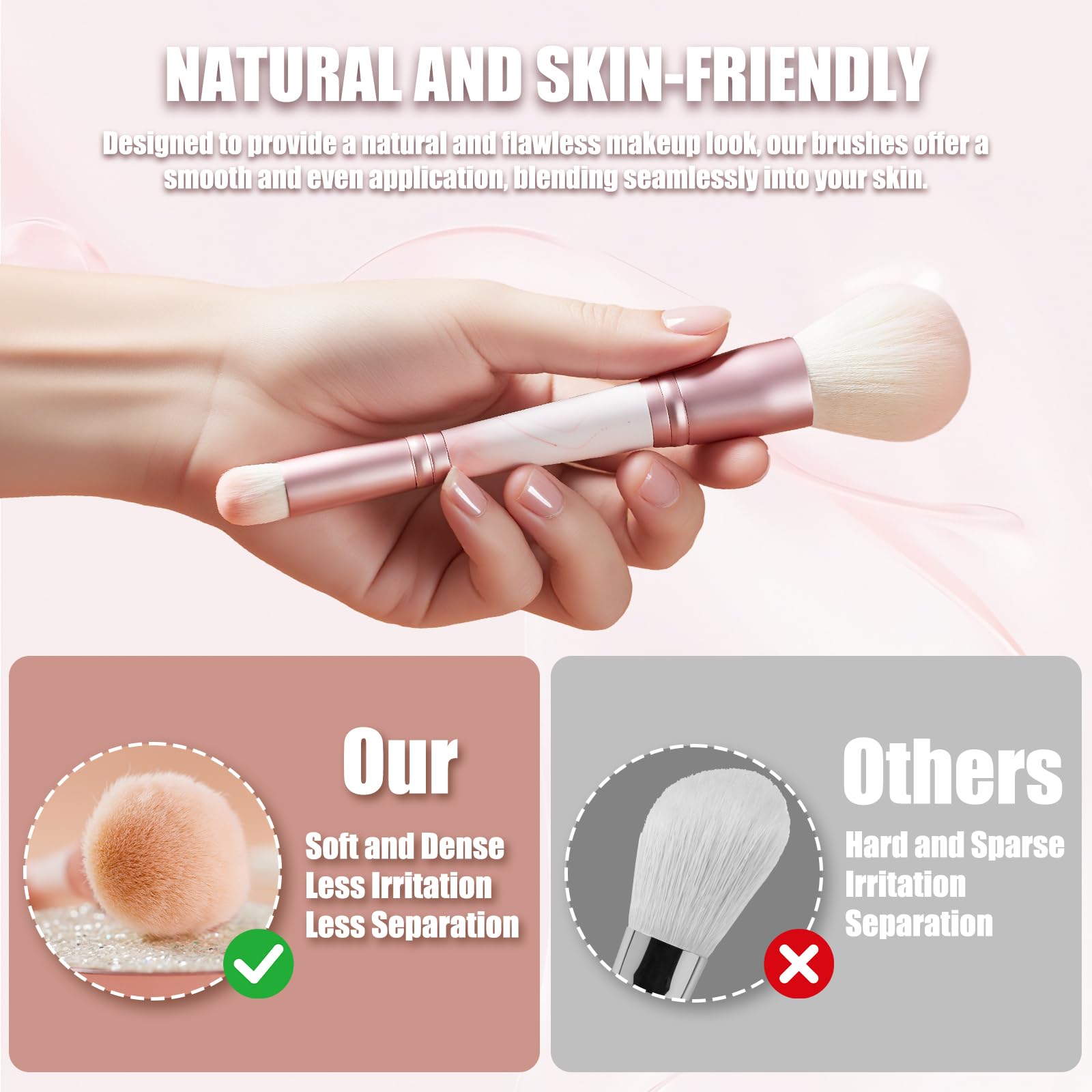 Double Ended Makeup Brush Two-In-One for Creating a Gorgeous Foundation Brush for Liquid Makeup Brochas Para Maquillaje Patrick Ta Blush Foundation Blush (Pink) - Image 4