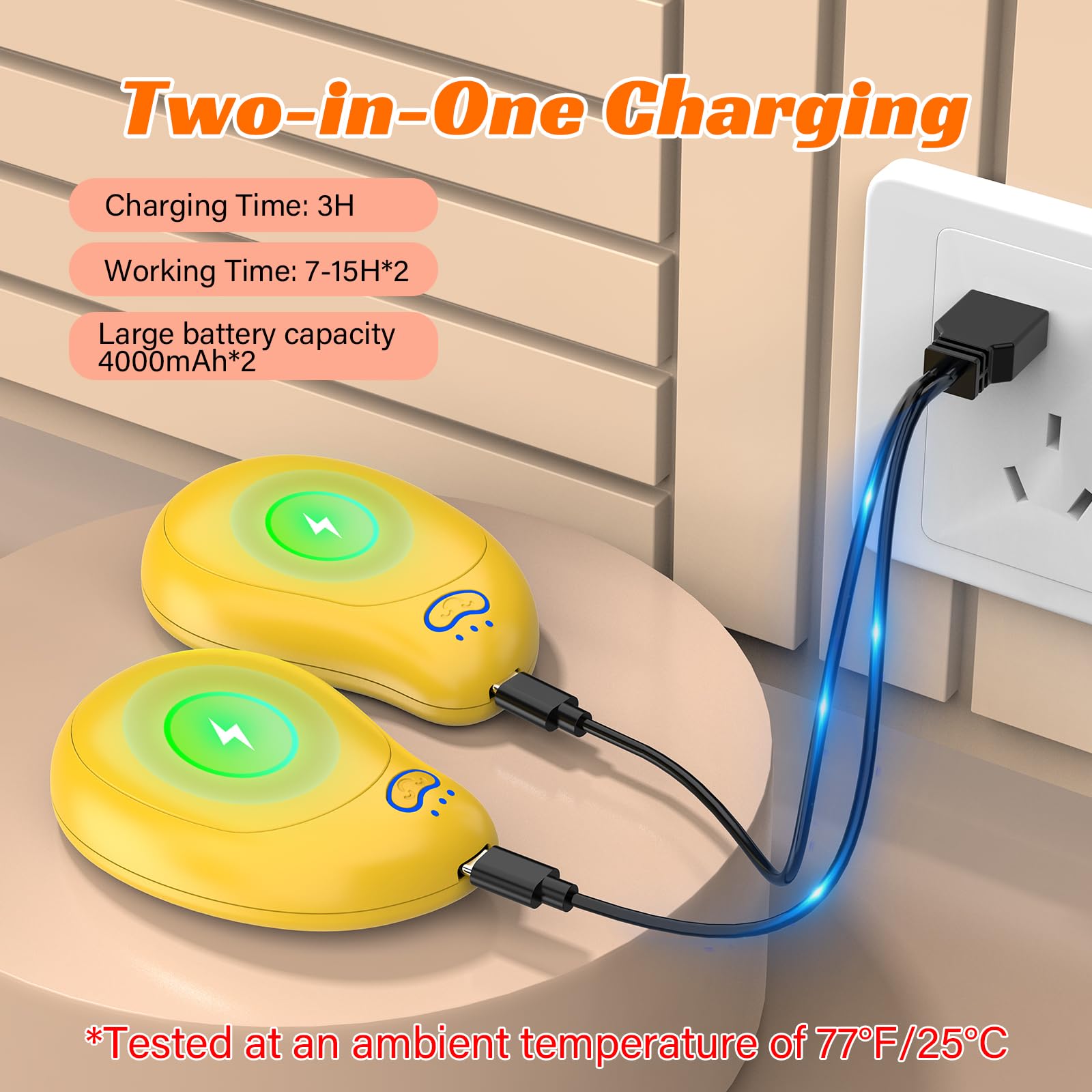 FANDLISS Scaldamani Elettrici 2 Pezzi con Batterie da 8000 mAh, Scaldamani Ricaricabile Tramite USB Tre Regolazioni Della Temperatura, Adatto Come Regalo di Natale Invernale All'aperto